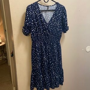 Blue with white polka dot dress